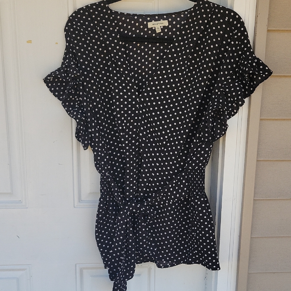 Black and White Polka Dot Max Studio Women's Top